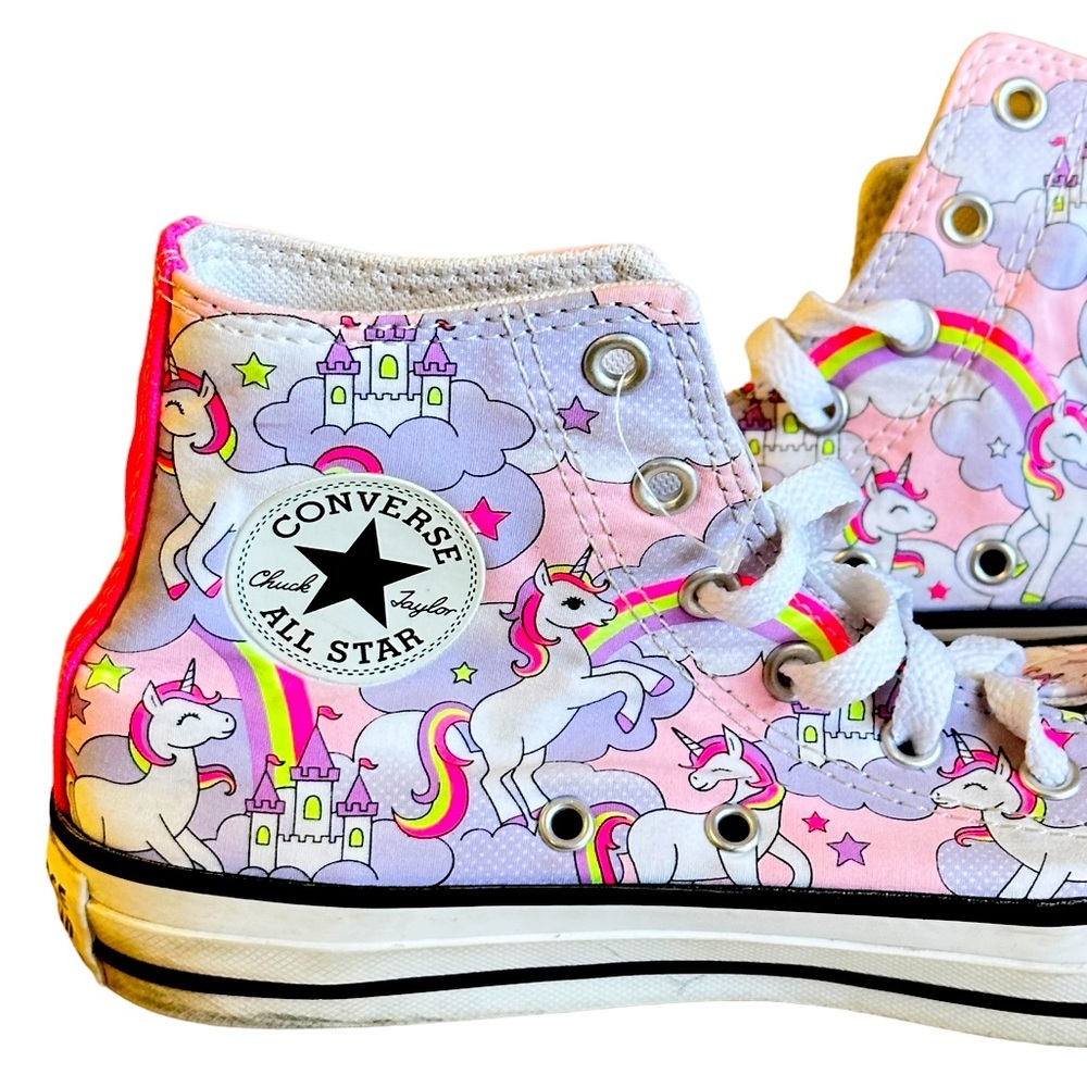 Converse Chuck Taylor All Star High Top Sneaker Neon Unicorn Kids Sz 4​ - Picture 6 of 9